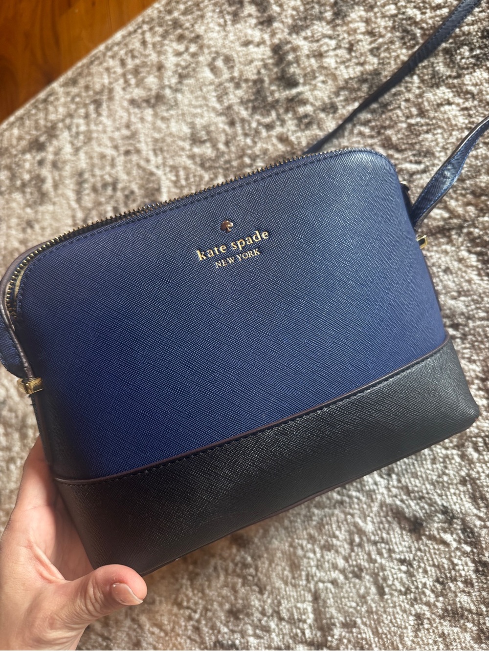 kate spade Navy and Black Saffiano Leather Crossbody